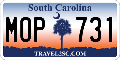 SC license plate MOP731