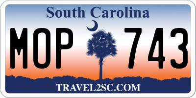 SC license plate MOP743