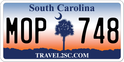 SC license plate MOP748