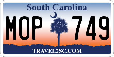 SC license plate MOP749