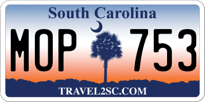 SC license plate MOP753