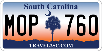 SC license plate MOP760