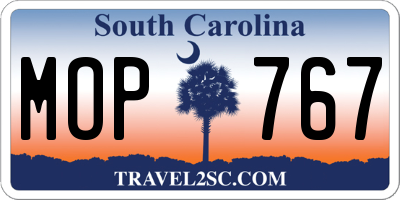 SC license plate MOP767