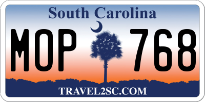 SC license plate MOP768