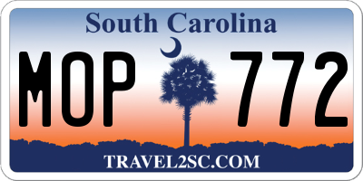 SC license plate MOP772