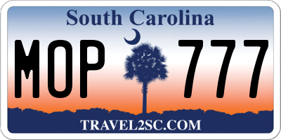 SC license plate MOP777