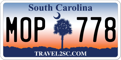SC license plate MOP778