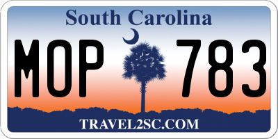 SC license plate MOP783