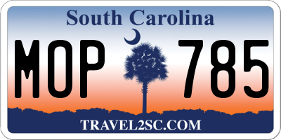 SC license plate MOP785