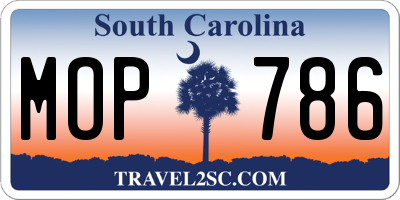 SC license plate MOP786