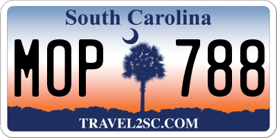 SC license plate MOP788