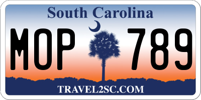 SC license plate MOP789