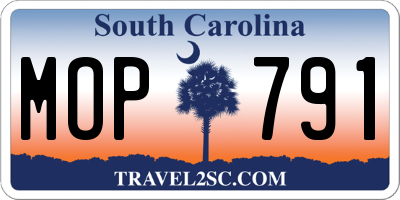 SC license plate MOP791