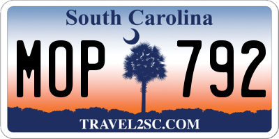 SC license plate MOP792