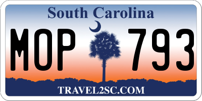 SC license plate MOP793