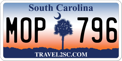 SC license plate MOP796