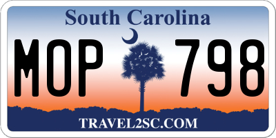SC license plate MOP798