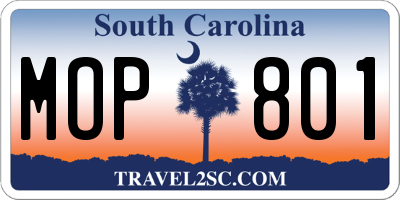 SC license plate MOP801