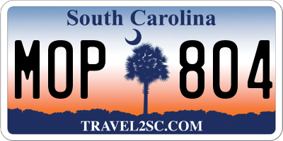 SC license plate MOP804