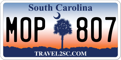 SC license plate MOP807