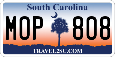 SC license plate MOP808