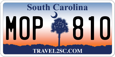 SC license plate MOP810