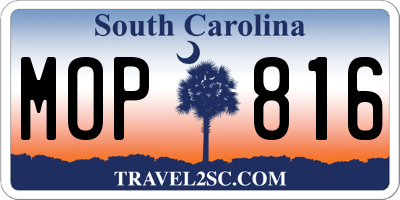 SC license plate MOP816