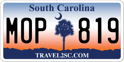 SC license plate MOP819