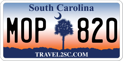 SC license plate MOP820