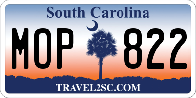 SC license plate MOP822