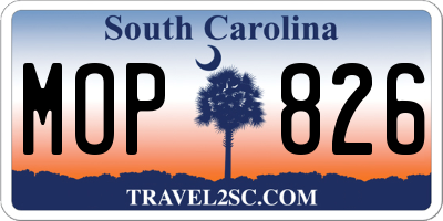SC license plate MOP826