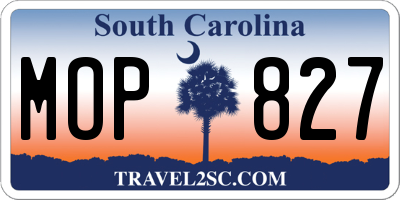 SC license plate MOP827