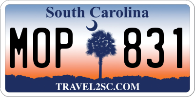 SC license plate MOP831