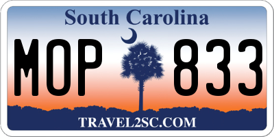 SC license plate MOP833