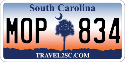 SC license plate MOP834