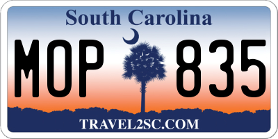 SC license plate MOP835