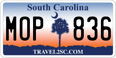 SC license plate MOP836