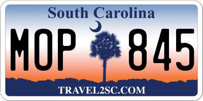 SC license plate MOP845