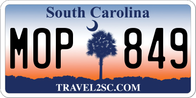 SC license plate MOP849