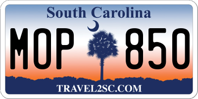 SC license plate MOP850