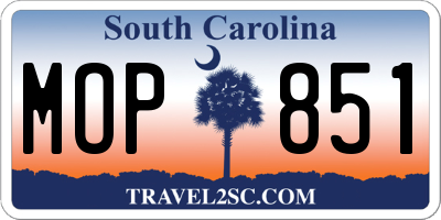 SC license plate MOP851