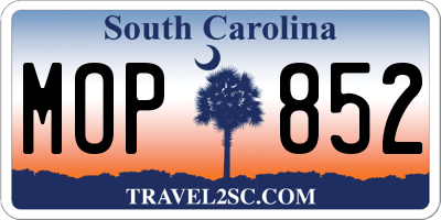 SC license plate MOP852