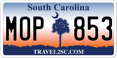 SC license plate MOP853