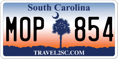SC license plate MOP854