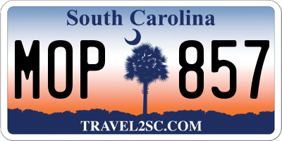 SC license plate MOP857