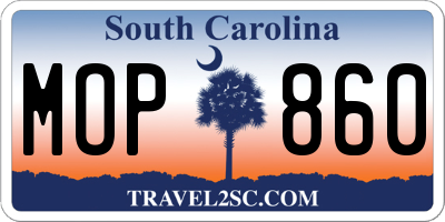 SC license plate MOP860