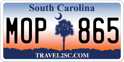 SC license plate MOP865
