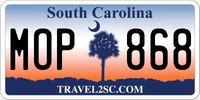 SC license plate MOP868