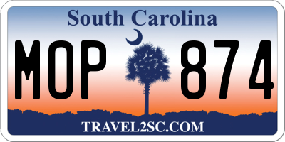 SC license plate MOP874