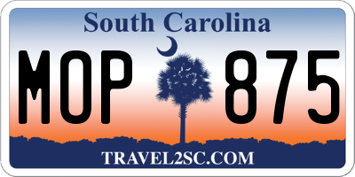 SC license plate MOP875